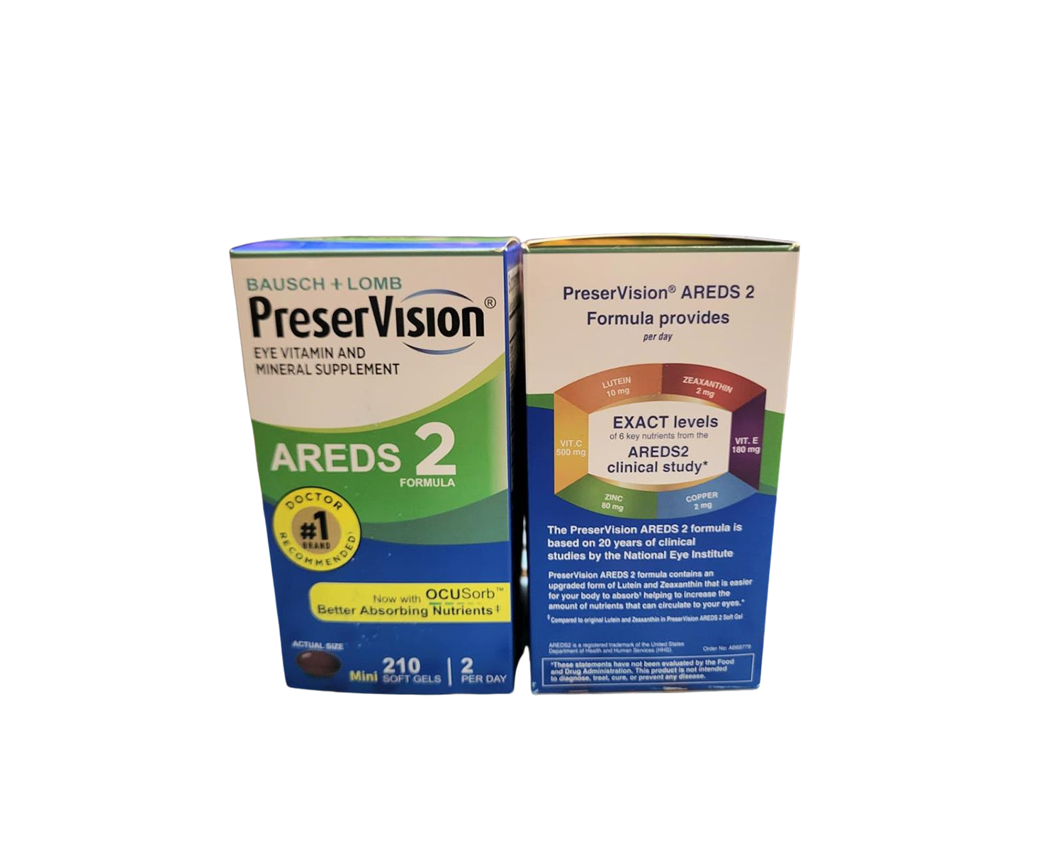 PreserVision AREDS 2 Formula and nutrient panel